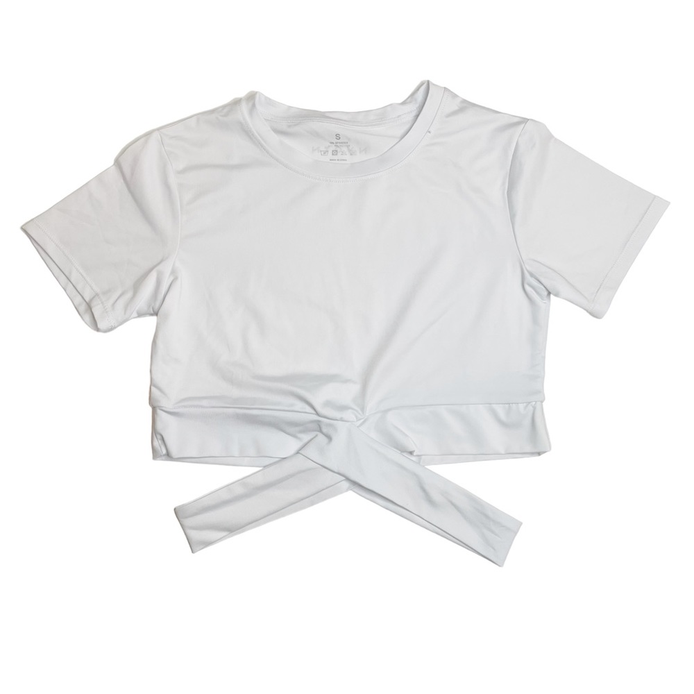 NVGTN White Cropped Tie-Front Tee